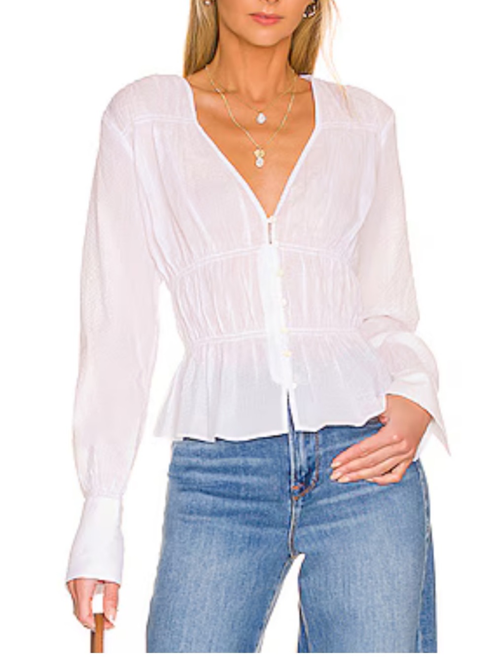Frame Ruched Blouse in Blanc Size XS